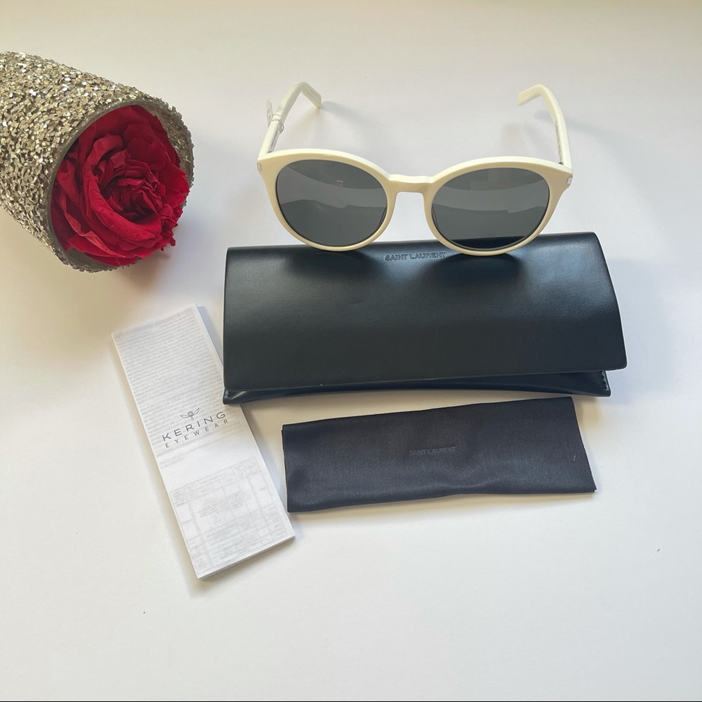 Saint Laurent 54mm around Ivory Sunglasses New